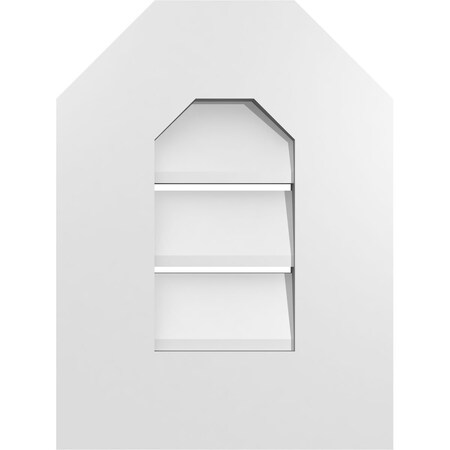 Ekena Millwork Octagonal Top Surface Mount PVC Gable Vent: Functional, w/ 3-1/2"W x 1"P Standard Frame, 12"W x 16"H GVPOT12X1601SF